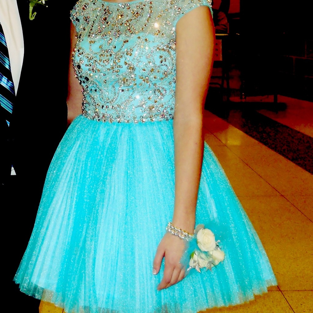 Sherri Hill 2814 Short Prom Homecoming Dress Blue